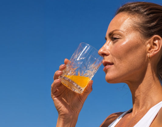 woman drinking multivitamin drink