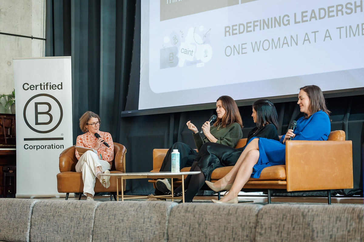 SISTERLY founders speaking on a Certified B Corporation panel, Redefining Leadership, One Woman at a Time